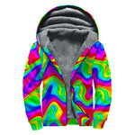Psychedelic Rainbow Trippy Print Sherpa Lined Zip Up Hoodie
