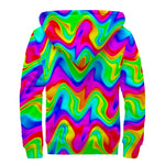 Psychedelic Rainbow Trippy Print Sherpa Lined Zip Up Hoodie