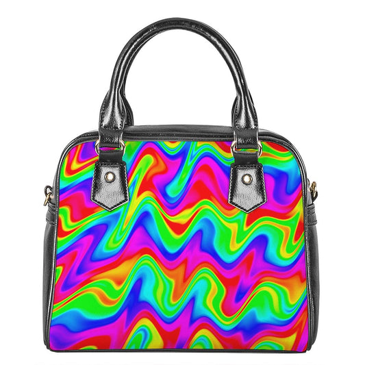 Psychedelic Rainbow Trippy Print Shoulder Handbag