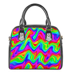 Psychedelic Rainbow Trippy Print Shoulder Handbag