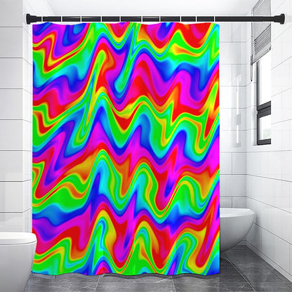Psychedelic Rainbow Trippy Print Shower Curtain