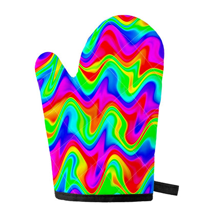 Psychedelic Rainbow Trippy Print Single Oven Mitt