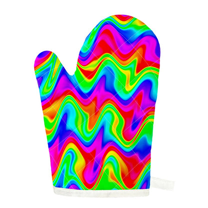 Psychedelic Rainbow Trippy Print Single Oven Mitt