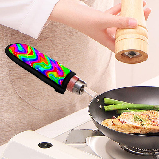 Psychedelic Rainbow Trippy Print Skillet Handle Cover