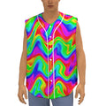 Psychedelic Rainbow Trippy Print Sleeveless Baseball Jersey
