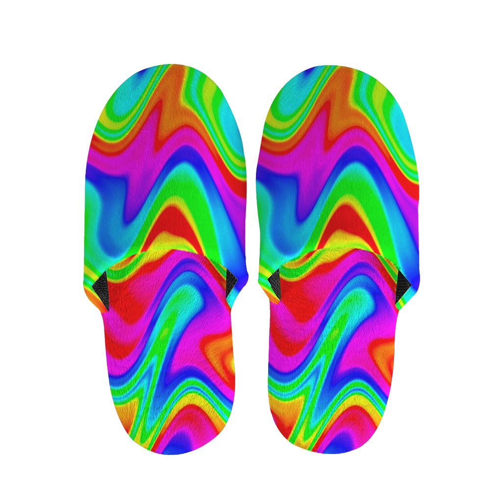 Psychedelic Rainbow Trippy Print Slippers