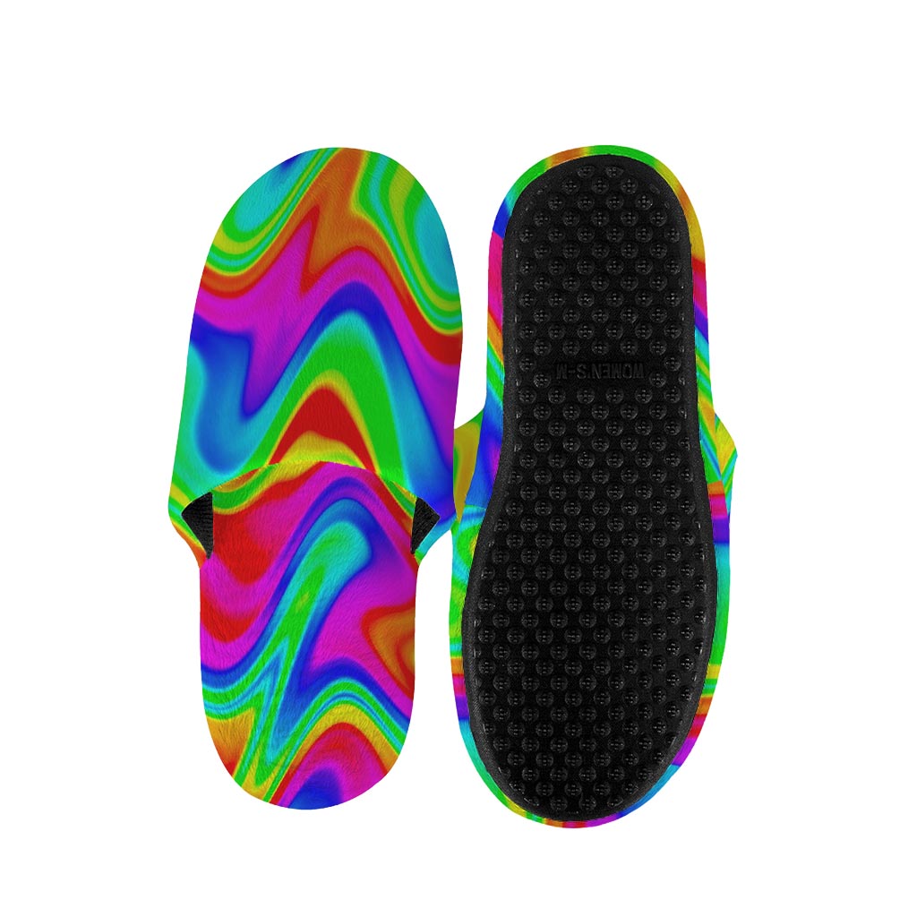 Psychedelic Rainbow Trippy Print Slippers