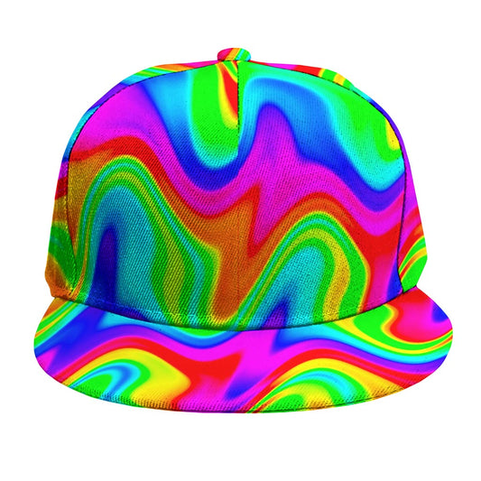 Psychedelic Rainbow Trippy Print Snapback Cap