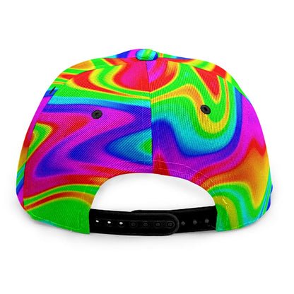 Psychedelic Rainbow Trippy Print Snapback Cap