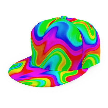 Psychedelic Rainbow Trippy Print Snapback Cap