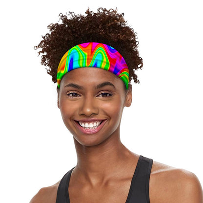 Psychedelic Rainbow Trippy Print Sports Headband