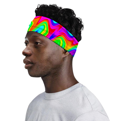 Psychedelic Rainbow Trippy Print Sports Headband