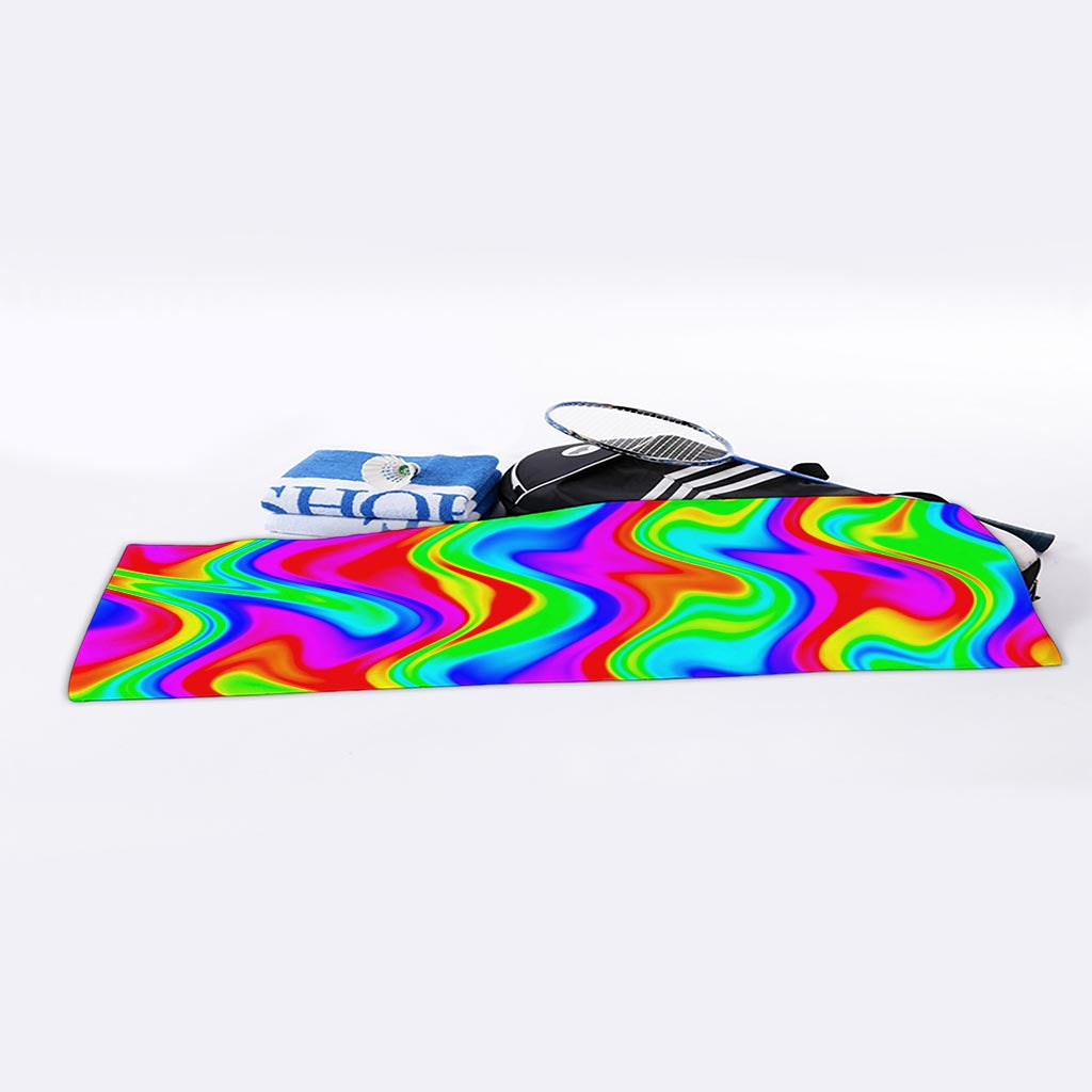 Psychedelic Rainbow Trippy Print Sports Towel