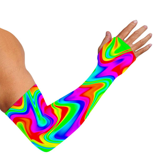Psychedelic Rainbow Trippy Print Sun Protection Arm Sleeves