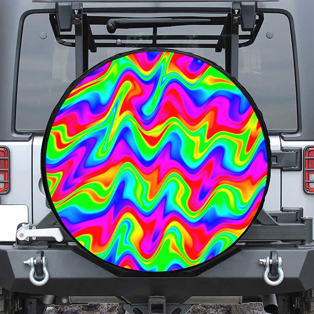 Psychedelic Rainbow Trippy Print Tire Cover