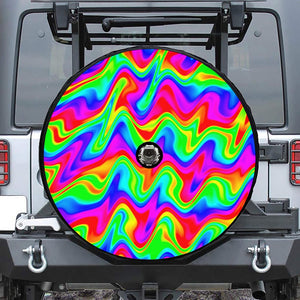 Psychedelic Rainbow Trippy Print Tire Cover With Camera Hole