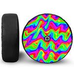 Psychedelic Rainbow Trippy Print Tire Cover With Camera Hole