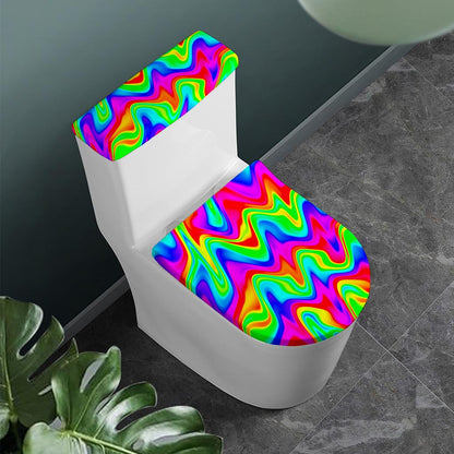 Psychedelic Rainbow Trippy Print Toilet Lid And Tank Cover Set
