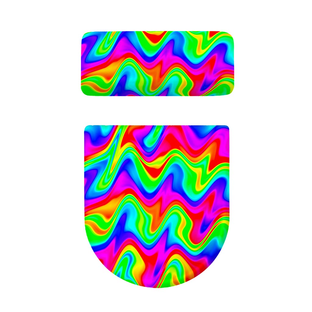 Psychedelic Rainbow Trippy Print Toilet Lid And Tank Cover Set