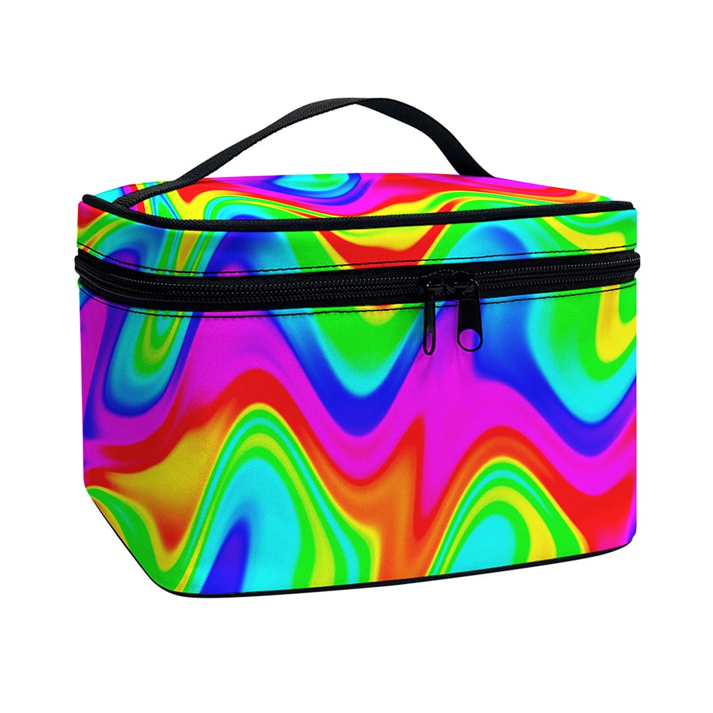 Psychedelic Rainbow Trippy Print Travel Makeup Bag