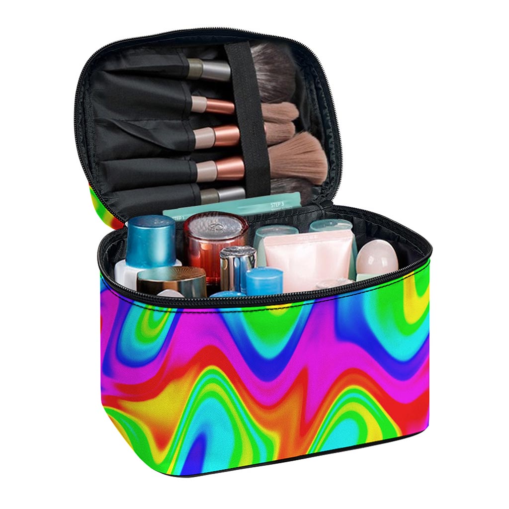 Psychedelic Rainbow Trippy Print Travel Makeup Bag