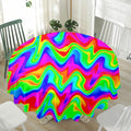 Psychedelic Rainbow Trippy Print Waterproof Round Tablecloth