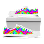 Psychedelic Rainbow Trippy Print White Low Top Sneakers