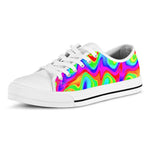 Psychedelic Rainbow Trippy Print White Low Top Sneakers