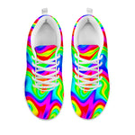 Psychedelic Rainbow Trippy Print White Running Shoes