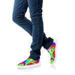 Psychedelic Rainbow Trippy Print White Slip On Sneakers