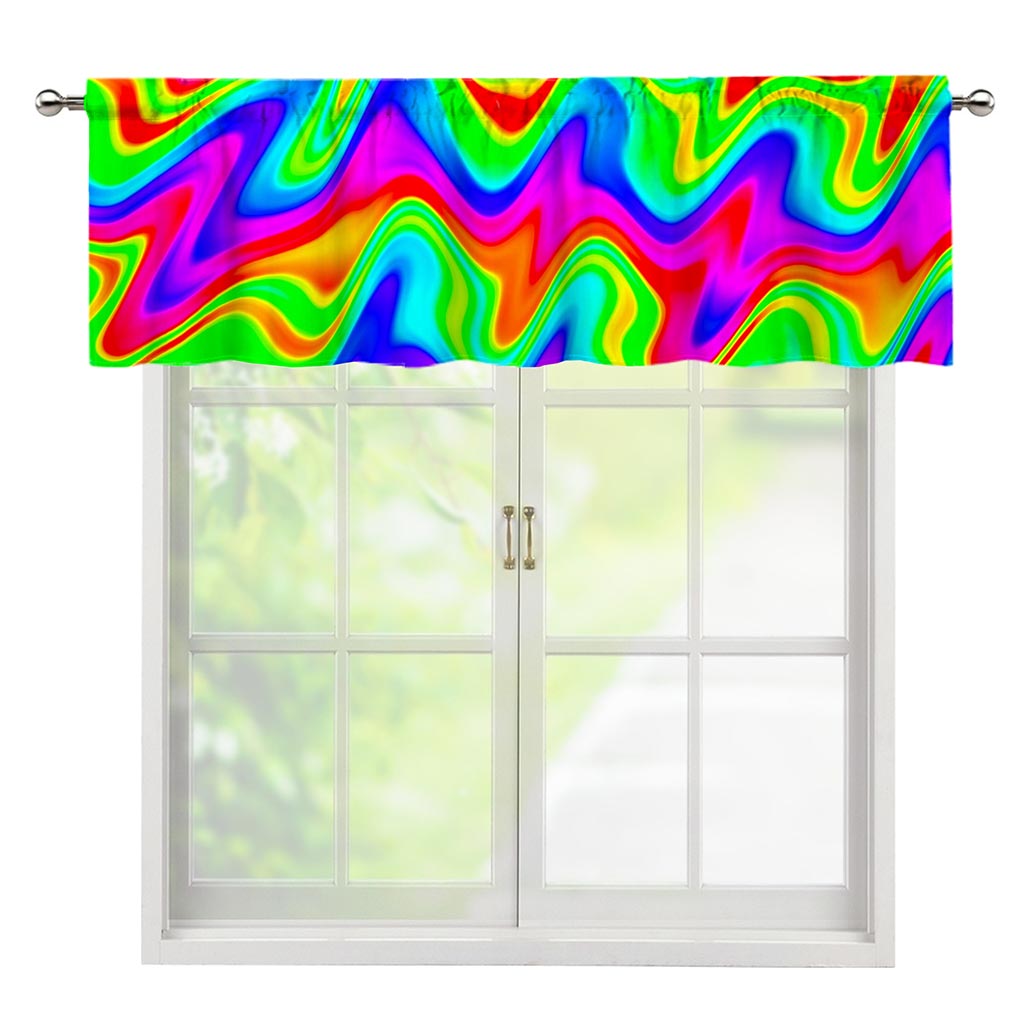 Psychedelic Rainbow Trippy Print Window Valance