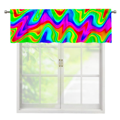 Psychedelic Rainbow Trippy Print Window Valance