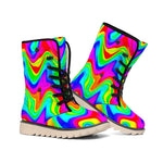 Psychedelic Rainbow Trippy Print Winter Boots