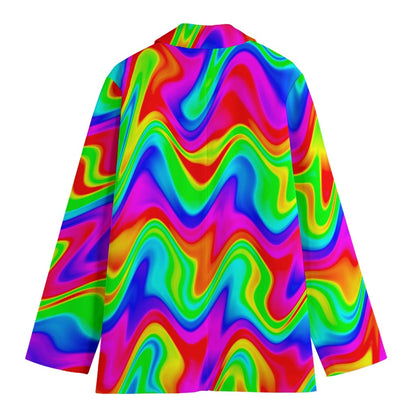 Psychedelic Rainbow Trippy Print Women's Blazer