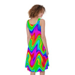 Psychedelic Rainbow Trippy Print Women's Sleeveless Dress