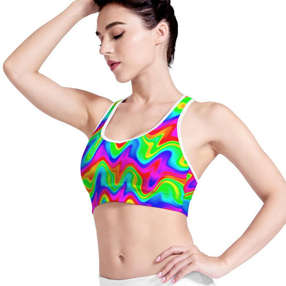 Psychedelic Rainbow Trippy Print Women's Sports Bra