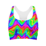 Psychedelic Rainbow Trippy Print Women's Sports Bra