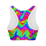 Psychedelic Rainbow Trippy Print Women's Sports Bra