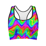 Psychedelic Rainbow Trippy Print Women's Sports Bra