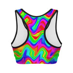 Psychedelic Rainbow Trippy Print Women's Sports Bra