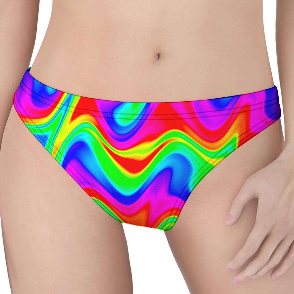 Psychedelic Rainbow Trippy Print Women's Thong