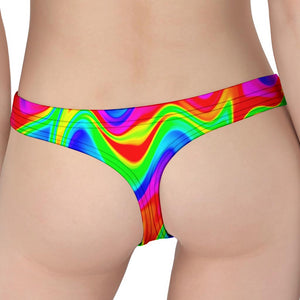 Psychedelic Rainbow Trippy Print Women's Thong