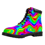 Psychedelic Rainbow Trippy Print Work Boots