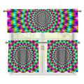 Psychedelic Rave Optical Illusion 3 Piece Kitchen Curtains