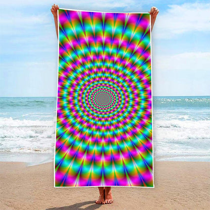 Psychedelic Rave Optical Illusion Beach Towel