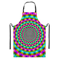 Psychedelic Rave Optical Illusion Bib Apron With Pocket