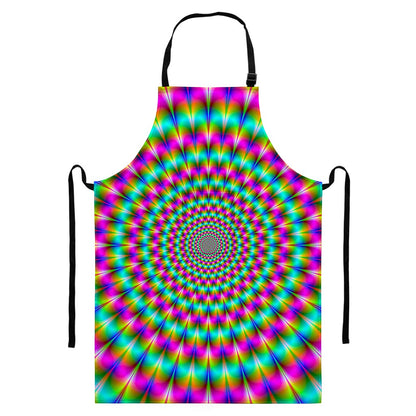 Psychedelic Rave Optical Illusion Bib Apron With Pocket