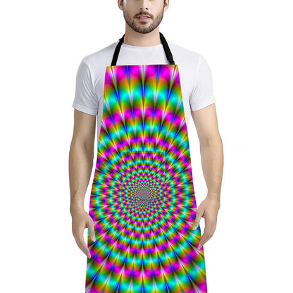 Psychedelic Rave Optical Illusion Bib Apron With Pocket