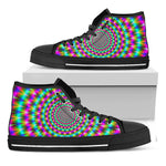 Psychedelic Rave Optical Illusion Black High Top Sneakers
