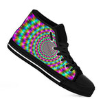 Psychedelic Rave Optical Illusion Black High Top Sneakers